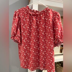 Ruffled neck and sleeve blouse